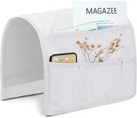 Joywell Sofa Armrest Pocket Organizer, Couch Arm Chair Caddy with 5 Pockets for Magazine, Books, TV Remote Control, Cell Phone, Glasses, iPad (13'' x 35'', Ivory White)
