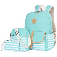 BLUBOON Teens Canvas Backpack Girls School Bags Set Bookbags Shoulder bag Pouch 3 in 1 (Water Blue)