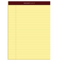 TOPS Docket Gold Writing Pads, 8-1/2" x 11-3/4", Legal Rule, Canary Paper, 50 Sheets, 6 Pack (99707)