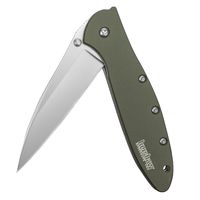 Kershaw Leek Pocket Knife, Olive Drab (1660OL) 3" Bead-Blasted Sandvik 14C28N Steel Blade, Olive Drab Anodized Aluminum Handle with SpeedSafe Assisted Opening, Liner Lock, Tip-Lock Slider; 2.4 OZ.