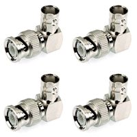 CESS BNC Male Right Angle to Female BNC Cable Adapter Connector (LW) (4 Pack)