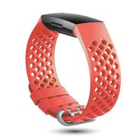 X4-Tech Compatible with Fitbit Charge 3 Bands Women Men, Soft Breathable Silicone Sports Straps Compatible with Charge 3 & Charge 3 SE (Orange red)