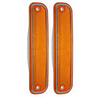 Aftermarket Replacement Driver and Passenger Set Front Signal Side Marker Lights with Chrome Trim Compatible with 1973-1980 C/K Pickup Truck Suburban Blazer Jimmy 6270434