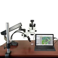 OMAX 2.1X-180X 18MP USB3 Digital Trinocular Stereo Microscope on Articulating Arm with 6W LED Light