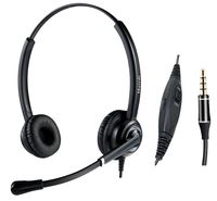 Cell Phone Headset with Nosie Cancelling Mic 3.5mm Jack for Apple iPhone Samsung BlackBerry Androids with Mic Mute Volume Control for Smart Phone Light Weight and Adjustable Headband