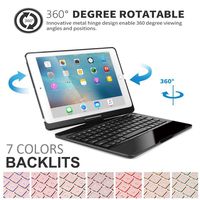 iPad Pro 9.7 Case and Cover,Businda Backlit Wireless Bluetooth Keyboard with 360° Rotatable 7 Color Backlit Keyboard Auto Wake/Sleep for iPad Pro 9.7