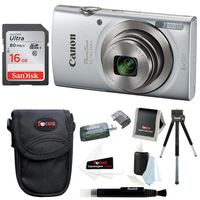 Canon PowerShot ELPH 180 20 MP Digital Camera (Silver) w/ 16GB Accessory Bundle