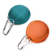 Case Star ® Dark Green and Orange Color Round Earphone Handsfree Hard EVA Case for Jumbl Bluetooth Hands-Free Calling & A2DP Audio Streaming Adapter/Receiver with Small Climbing Carabiner and Case Star Black Color Velvet Drawstring Carrying Pouch