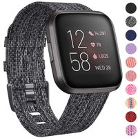 NANW Bands Compatible with Fitbit Versa/Versa 2, Versa Lite Edition Bands Small Large, Woven Fabric Accessories Strap Wristband Replacement Women Men Compatible with Fitbit Versa 2 Smartwatch