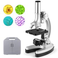 TELMU Microscope Includes 70pcs+ Accessory Set, 300X-600X-1200X Magnification Compound Binocular Microscopes with Metal Arm and Base for Beginners