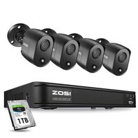 ZOSI 5MP 4 Channel Security Camera System Outdoor Indoor, H.265+ Surveillance DVR with Hard Drive 1TB and 4 x 5MP Bullet Camera CCTV with PIR Motion Sensor,Remote Access
