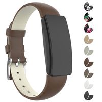 Compatible with Fitbit Inspire HR Bands for Women Men Large Small, Leather Replacement Wristbands for Fitbit Inspire and Inspire HR and Ace 2, Small Matte Brown