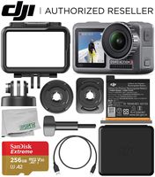 DJI Osmo Action 4K Camera with 256GB Basic Accessory Bundle - Includes: SanDisk Extreme 256GB microSDXC Memory Card (UHS-I / V30 / A2 / U3 / Class-10) + Microfiber Cleaning Cloth