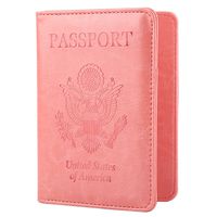 GDTK Leather Passport Holder Cover Case RFID Blocking Travel Wallet (Pink)