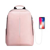 FINPAC Laptop Backpack, Nano-Molecular Water Repellent Anti Tear Fabric Daypack with USB Charging Port for Travel Business College Women Girls Fits 15.6 Inch Notebook (Pink)