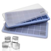 glacio Ice Cube Trays Silicone with Lids - Covered Flexible Ice Trays - Small Ice Cube Molds for Chilled Drinks, Whiskey & Cocktails - Stackable, Dishwasher Safe, BPA Free Mold Tray - Set of 2