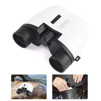 LuckBino Compact Binoculars High Power 10x22 Roof Prism Binocular with Low Light Night Vision,Waterproof Fogproof Binoculars (White)