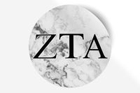 Zeta Tau Alpha Sticker Greek Sorority Decal for Car, Laptop, Windows, Officially Licensed Product, Monogram Design 5" x 5" - White Marble