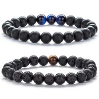 Hamoery Men Women 8mm Volcanic Stone Beads Essential Oil Couple Bracelet Elastic Natural Stone Yoga Bracelet Bangle(Set 3)
