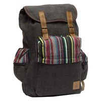 Large Black Boho Backpack - Natural Hemp Jute Backpack for Men, Women & Kids - Handmade Multi Pocket Student Bag for Laptop, Books, Travel & Hiking - Himalayan/Hippie/Aztec Backpack