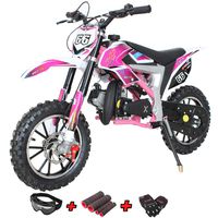 X-PRO Bolt 50cc Dirt Bike Gas Dirt Bike Kids Dirt Bikes Pit Bikes Youth Dirt Pitbike 50cc Mini Dirt Bike with Gloves, Goggle and Handgrip,Pink