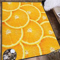 Orange Colorful Area Rug,Realistic Citrus Fruit of Orange Slices Close Up Photography Clean Healthy Eating Waterproof and Easy Clean Marigold 63"x94"