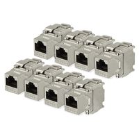 uxcell 8 Pack, 180 Degree Cat 6A RJ45 Ethernet Cable Keystone Jacks Metal Shielded in Silver