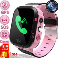 [Speed Talk SIM Card] Included 1.44" Kids Smart Watch GPS Tracker Boys Girls Touch Screen Phone Smartwatch SOS Call Anti-Lost Camera Sport Wristwatch Flashlight Learning Game Watch Back to School Gift