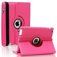 Fullbell Apple iPad 2/3/4 Case - 360 Degree Rotating Stand Smart Case Cover for iPad with Retina Display (iPad 4th Generation), The New iPad 3 & iPad 2 (Automatic Wake/Sleep Feature) - Rose Red