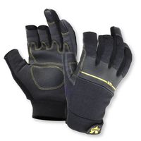 Valeo Industrial V235 Work Pro Open Finger Synthetic Leather Work Gloves for General Purpose, Framing, Electrical Work, Construction, Handyman, and DIY VI4848, Pair, Black, Medium
