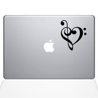The Decal Guru 1947-MAC-13P-BLA Music Heart Decal Vinyl Sticker, 13" MacBook Pro (2015 & Older), Black