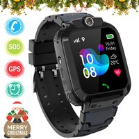 Kids GPS Smart Watch Phone for Boys Girls - Waterproof GPS Locator Smartwatch Phone with 2 Ways Call Camera Voice Chat SOS Alarm Clock Game Pedometer Wristband Gift for Student Birthday, Black