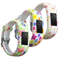 CharmingElf Replacement Bands Compatible for Garmin Vivofit jr Bands and Vivofit jr 2/3 Bands Soft Silicone Adjustable with Buckle Wristbands for Kids Woman Man(Small--180 mm, 3PCS Flowers)