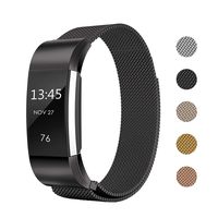 Keasy Replacement Bands Compatible with Fitbit Charge 2, Stainless Steel Metal Lock Replacement Wristband for Women Men (Small, Black)