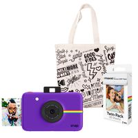 Polaroid Snap Instant Digital Camera (Purple) Starter Kit with Tote Bag