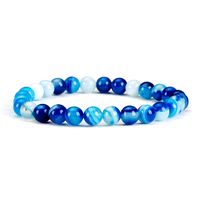 Cherry Tree Collection Gemstone Beaded Stretch Bracelet 6mm Round Beads | Small - 6" (Lace Agate Blue)