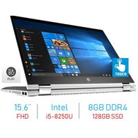 HP Premium X360 15.6'' 2-in-1 Touchscreen FHD IPS WLED-Backlit Display Laptop PC (8th Gen Quad-Core Intel i5-8250U (>i7-7500U), Bluetooth, Webcam, 8GB DDR4 RAM, 128GB SSD Windows 10