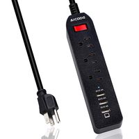 6 Outlets Power Strip with Surge Protector, 3 Fast USB Ports(2.4Ax3) with 3 Outlets,6ft Long Extension Power Cord,125V/1250W Black by AICODE