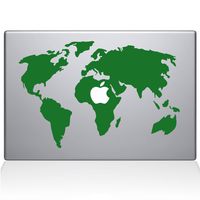 The Decal Guru 0194-MAC-11A-LG World Map Vinyl Sticker, 11" MacBook Air, Green