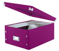 Snap-N-Store Double Wide CD Storage Box, 6.125" x 10.5" x 14", Holds up to 330 CDs/DVDs, Berry (SNS03316)
