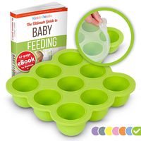 KIDDO FEEDO Baby Food Storage Container and Freezer Tray with Silicone Clip-On Lid - 9x2.5oz Easy-Out Portions - BPA Free/FDA Approved - Free E-Book by Award-Winning Author/Dietitian - Green