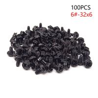 HONBAY 100PCS 6#-32x6 Hex Phillips Head Replacement PC Computer Case Mounting Screws Fastener for Building Repairing and Maintaining Computer Systems (Black Zinc)