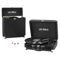 Victrola Record Player Bundle Includes a 3-Speed Turntable, Record Storage Case and Replacement Needles