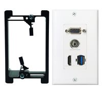 HDMI USB VGA 3.5mm Audio Wall Plate with Single Gang Low Voltage Mounting Bracket,Yomyrayhu,Works for Home Theater,HDTV and More