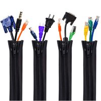Cable Management Sleeve, Cord Management Organizer System for TV, Computer, Office, Home Entertainment, 19.5 inch Flexible Cable Sleeve Wrap Cover Organizer with Zipper, 4 Pack-Black