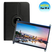 7 inch Touchscreen for Raspberry Pi Screen, 1024x600 IPS HDMI Display Gaming LCD Monitor with Leather Case, for Raspberry Pi 4/3B+, Windows 10/8/7