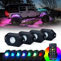 Xprite 4PCs LED RGB Rock Light Kit with Wireless Remote Control, Flashing, Auto Scroll Modes, Multicolor Neon Lights Pod for Underglow Off Road, Truck, JEEP, UTV, ATV, SUV