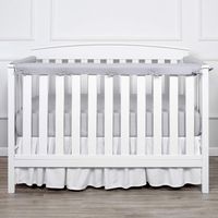 TILLYOU 3-Piece Padded Baby Crib Rail Cover Protector Set from Chewing, Safe Teething Guard Wrap for Standard Cribs, 100% Silky Soft Microfiber Polyester, Fits Side and Front Rails, Pale Gray