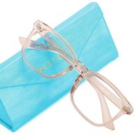 MEETSUN Blue Light Blocking Glasses, Anti Eye Strain Headache (Sleep Better),Computer Reading Glasses UV400 Transparent Lens (Light Brown Frame + Exquisite Case, 53)