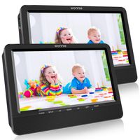 WONNIE 10.5 Portable Dual DVD Players, 1024x800 HD LCD TFT, USB/SD/MMC Card Readers, Built-in 5 Hours Rechargeable Battery, Stereo Sound, Regions Free, AV Out & in
